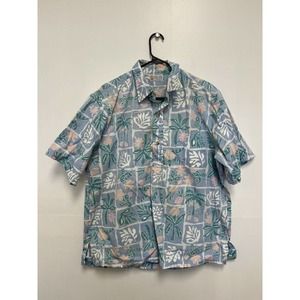 Vintage Mauna Kea Beach Hotel Hawaiian Shirt Made in Hawaii Blue Polyester